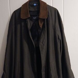 Ralph Lauren Olive Trench Coat with Brown Collar